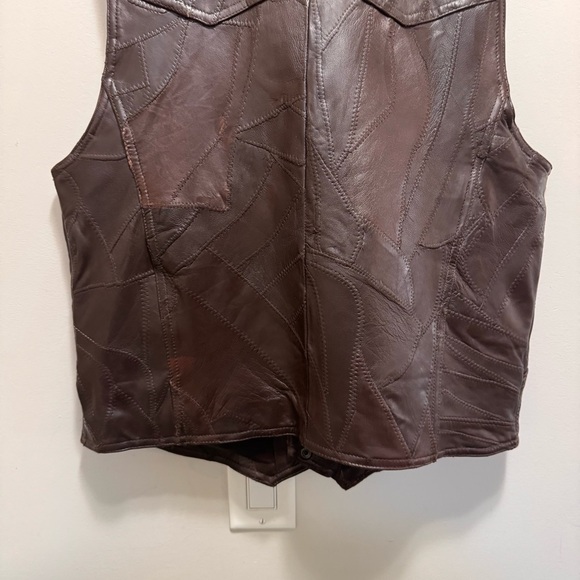 Boutique of Leathers Brown Patchwork Leather Vest Size 38 Medium - Picture 8 of 14